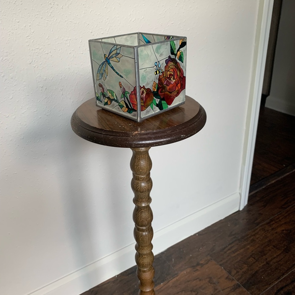 Floral Stained Glass Candle Holder